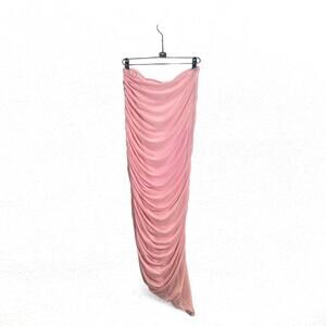 Fashion Nova Ruched Maxi Skirt in Pink Mesh